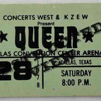 Original 1978 Queen Concert Ticket