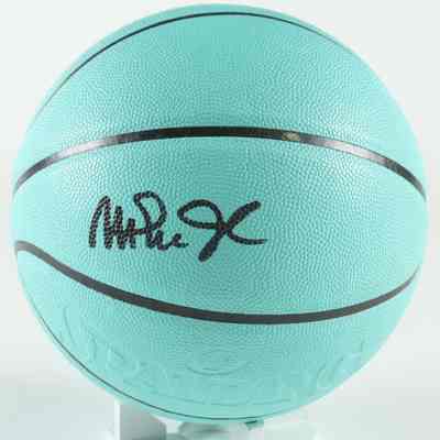 Magic Johnson Signed Tiffany & Co. x Spalding Basketball with All Wood Stand (Beckett)