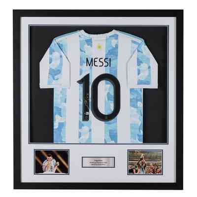 LIONEL MESSI: SIGNED 2022-23 ARGENTINA JERSEY SHADOWBOX DISPLAY (BECKETT)