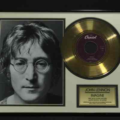 John Lennon Custom Framed 16x12 LE 24k Gold Record: "Imagine" (COA)