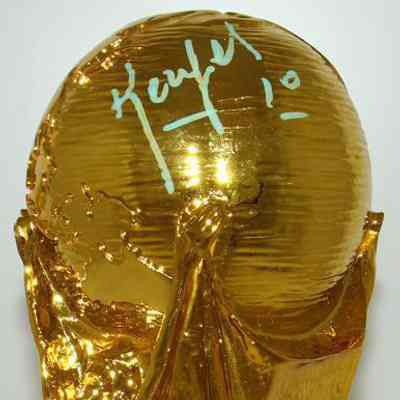 Mario Kempes Signed FIFA World Cup Replica Trophy (JSA)