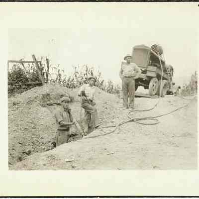 Digging through a field