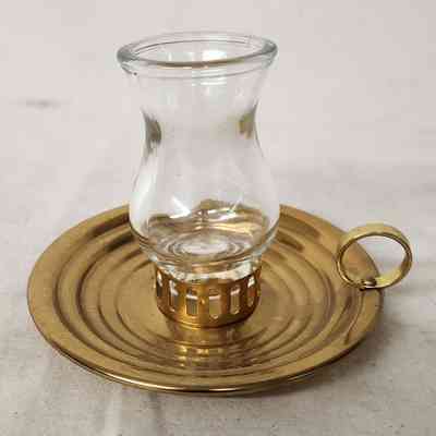 Mid-Century D'Art Craftsman Corp Mini Hurricane Lamp Candle Holder