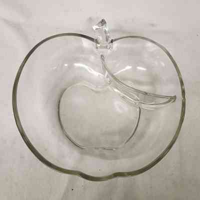 Hazel Atlas Apple-shaped Glass Divided Serving Bowl