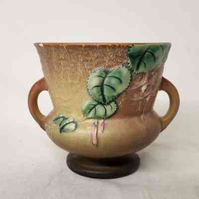 Roseville Fuchsia Brown | 1938 | Art Pottery Ceramic Flower Pot