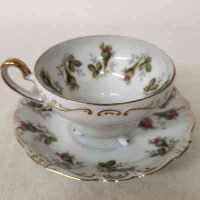 Saji Fancy China footed teacup and saucer set
