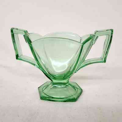 Heisey Green Art Deco Sugar Bowl