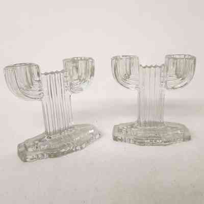 Anchor Hocking Queen Mary | Double Candlestick Holders | 1936-1949