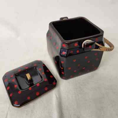 Vintage-Style Biscuit Jar | Red Polka Dots & Wicker Handle