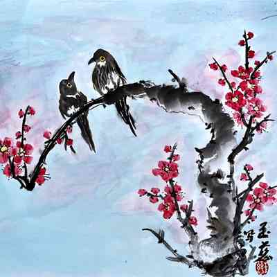 SF Senior Center - Bonnie Fan - Birdsong and Flowers 11x14 wc - Selected