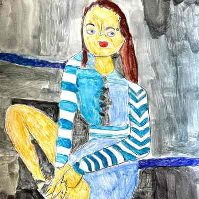 Laguna Honda - Ida Marksman - Seated Woman with Striped Shirt