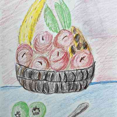 SF Senior Center - Mary Penn - Bowl of Fruit - 5.5x8.5 col pencil
