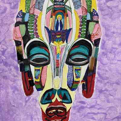 MNC - Lorena Perez - Meditation Mask - 12x9 acrylic and ink on paper