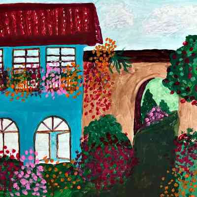 SF Senior Center - Amy Dong - House Garden - Acrylic on paper 9x12 - Selected