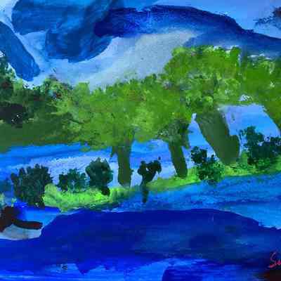 Sumer Aggarwal - Trees on the Lakeside in Morning - Reutlinger Community