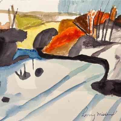 Carlisle - Larry Mishkin - Gobble Creek in the Snow - 9x12 wc