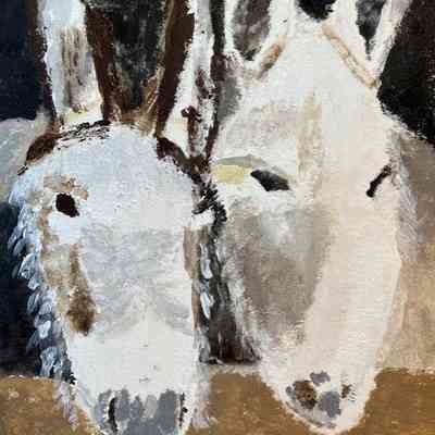 Carlisle -Debbie Solomon - Two Donkey Friends 9.5 x 7.5 - Acrylic on paper - Selected