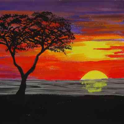 AOSW - Marsha Melnik - Tanzanian Sunset - 8.5x11 Gouache on wc paper
