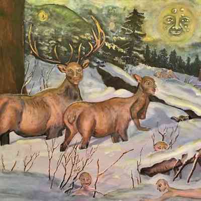 Openhouse Sat. - Lourdes Pollard - Winter’s Mythology - 11x14 acrylic on canvas - Selected