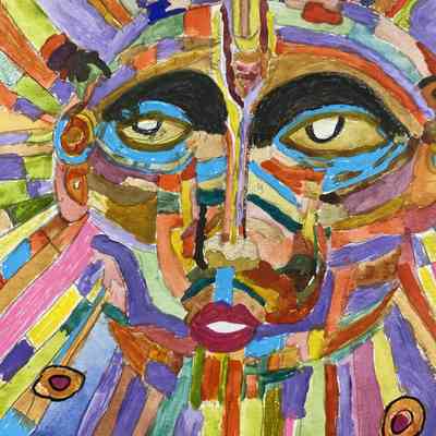 MNC - Rosario Martínez - Illuminated Mask - 12x9 acrylic on paper - Selected