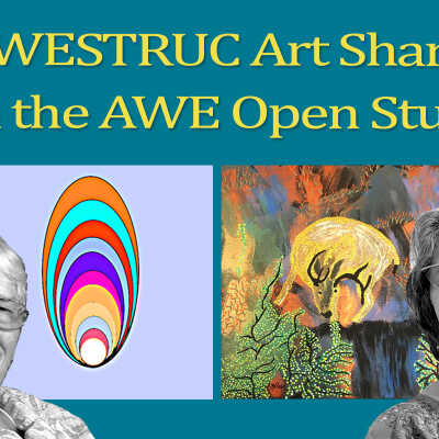 AWESTRUC Art Share Cover Art - “Radiant Hues” by Larry McCown and “Hillside Deer” by Shirley Keller