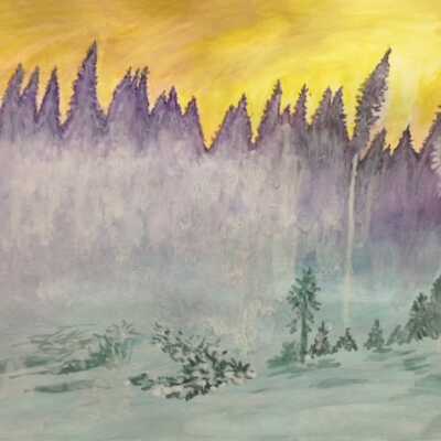 Zhenyu Gong - Winter Landscape with Golden Sky - On Lok Peralta