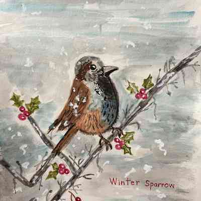 On Lok Gee Center - Rose Haw - Winter Sparrow - 9x12 wc - Selected