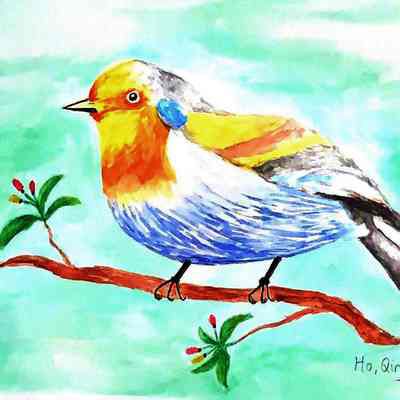 Qing Ho - Bird on a Branch - On Lok Gee