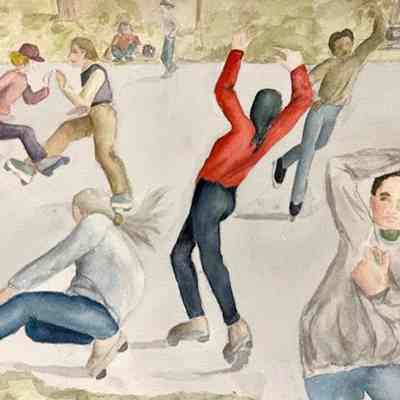 Joan Diblin - Skating in Golden Gate Park - Sequoias