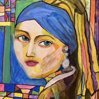 MNCs - Concepción Ruiz - Girl with the Pearl Earring after Vermeer - 14x11 acrylic on canvas - Selected
