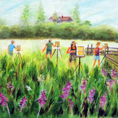 Yu Chen - Spring Flowers/Plein Air - Oak Center Towers
