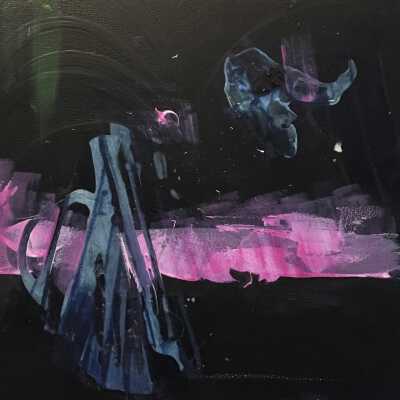 Sat. Open Studio- Hugh Leeman- Abstract on Black