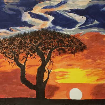 Sat. Open Studio- John Collister- Sunset Sky with Tree