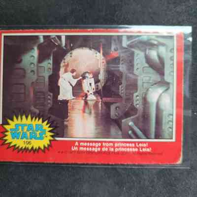 1977 Star Wars "A message from princess Leia!" Trading Card