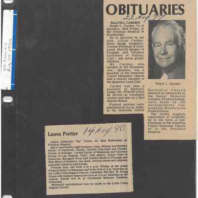 Obituaries of Ralph L. Carden and Laura Porter