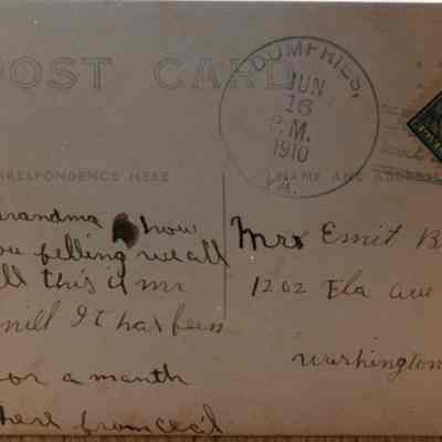 Photo: Cecil Garrison's Postcard to his Grandmother, Emit Brawner