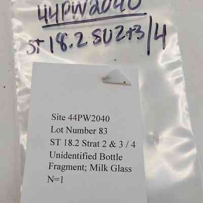 Unidentified Bottle fragment; Milk Glass