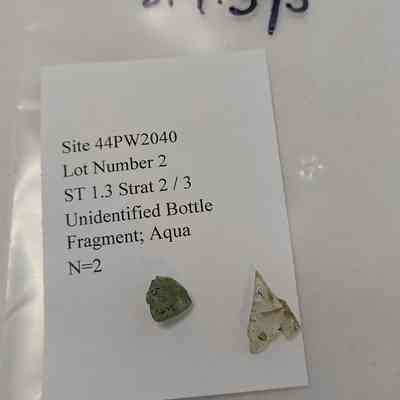 Unidentified Bottle Fragment; Aqua