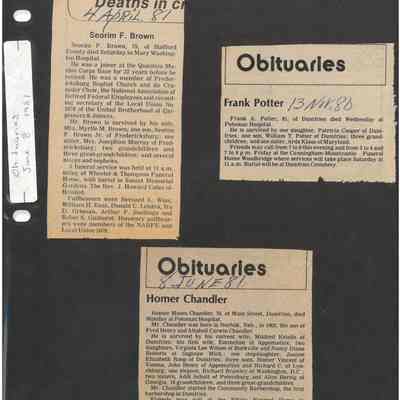 Obituaries of Seorim F. Brown, Frank Potter and Homer Chandler