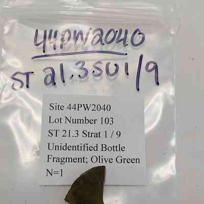 Unidentified Bottle Fragment; Olive Green