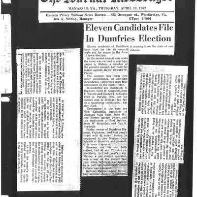 1962 Journal Messenger Article: Eleven Candidates File in Dumfries Election