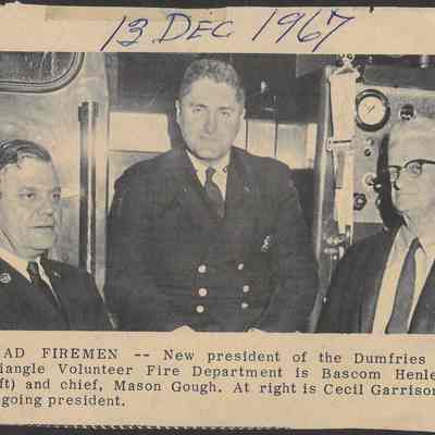 1967 Newspaper Photo: Dumfries-Triangle Volunteer Fire Department Head Firemen