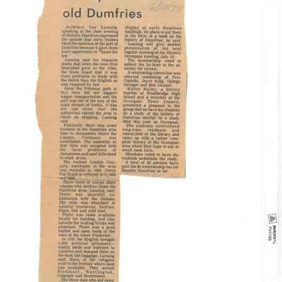 Article: Lee Lansing Reviews History of Historic Old Dumfries Jun. 20, 1973