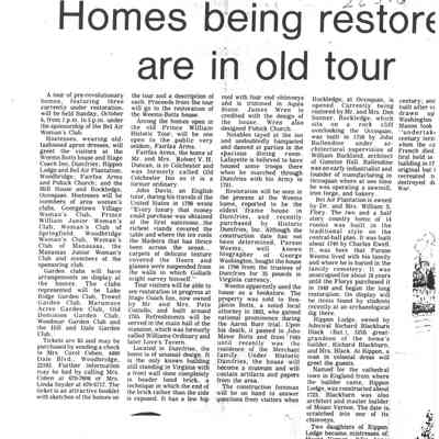 Homes being restored are in old tour