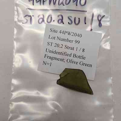 Unidentified Bottle Fragment; Olive Green