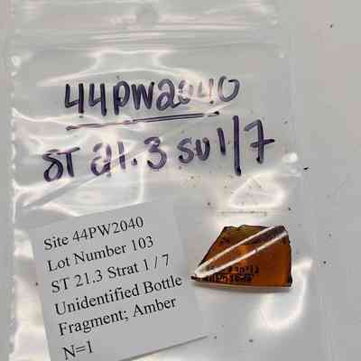 Unidentified Bottle Fragment; Amber