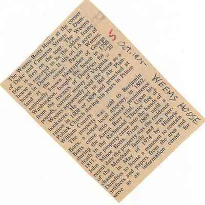1975 Article: Weems-Botts House