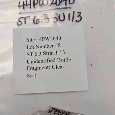 Unidentified Bottle Fragment; Clear