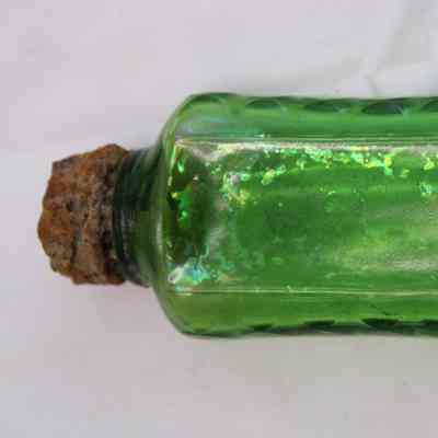 Green Glass Hair Tonic Bottle