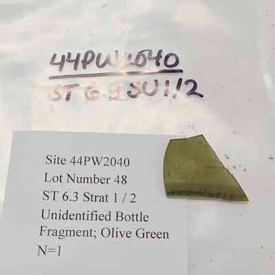 Unidentified Bottle Fragment; Olive Green